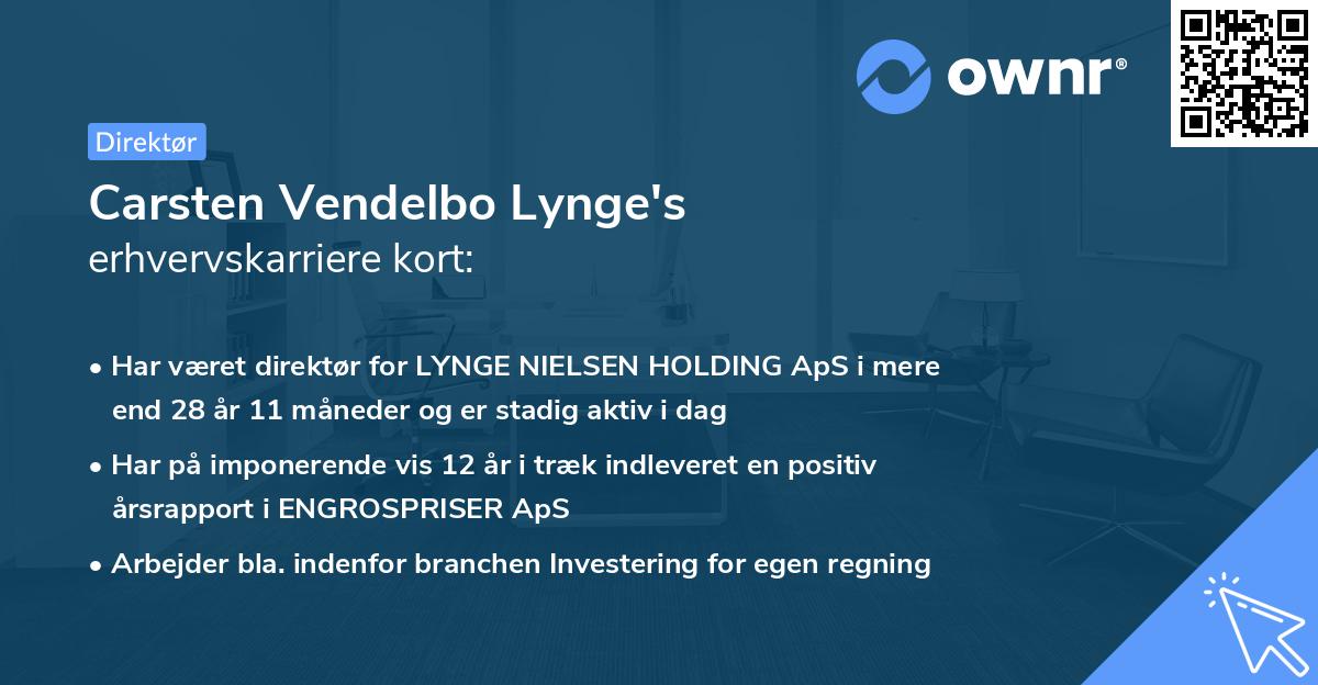 Carsten Vendelbo Lynge's erhvervskarriere kort