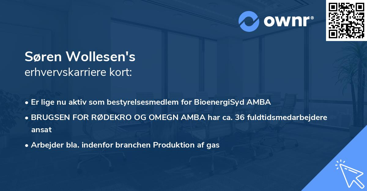 Søren Wollesen's erhvervskarriere kort