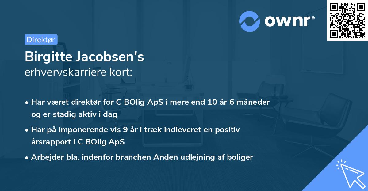 Birgitte Jacobsen's erhvervskarriere kort