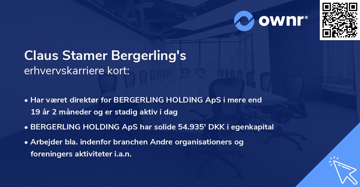 Claus Stamer Bergerling's erhvervskarriere kort