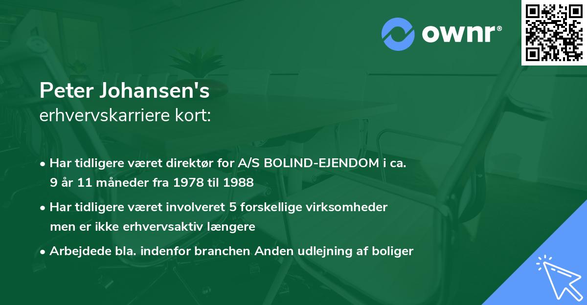 Peter Johansen's erhvervskarriere kort