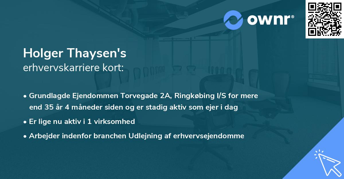 Holger Thaysen's erhvervskarriere kort