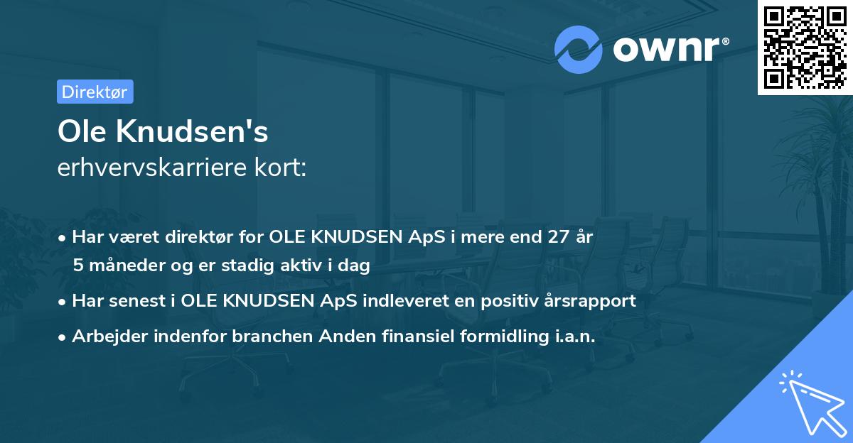 Ole Knudsen's erhvervskarriere kort