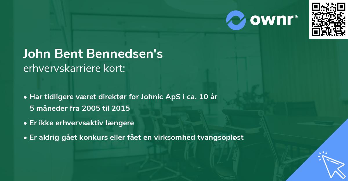 John Bent Bennedsen's erhvervskarriere kort