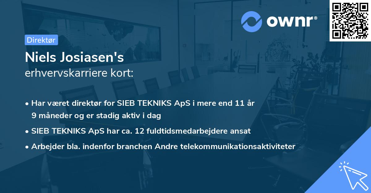 Niels Josiasen's erhvervskarriere kort