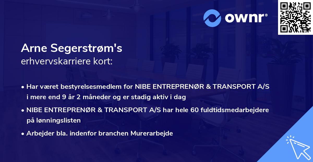 Arne Segerstrøm's erhvervskarriere kort