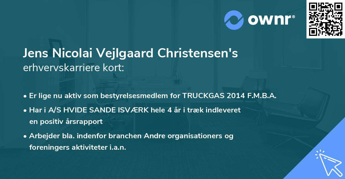 Jens Nicolai Vejlgaard Christensen's erhvervskarriere kort