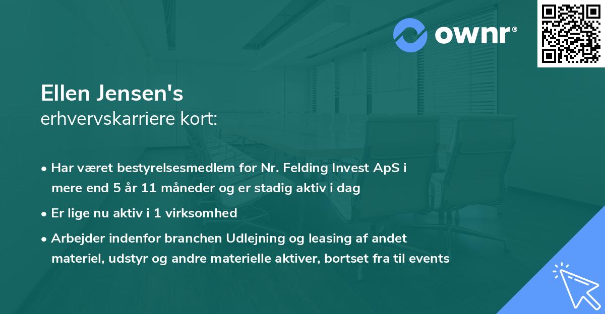 Ellen Jensen's erhvervskarriere kort