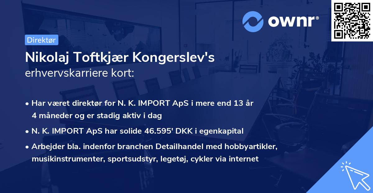 Nikolaj Toftkjær Kongerslev's erhvervskarriere kort