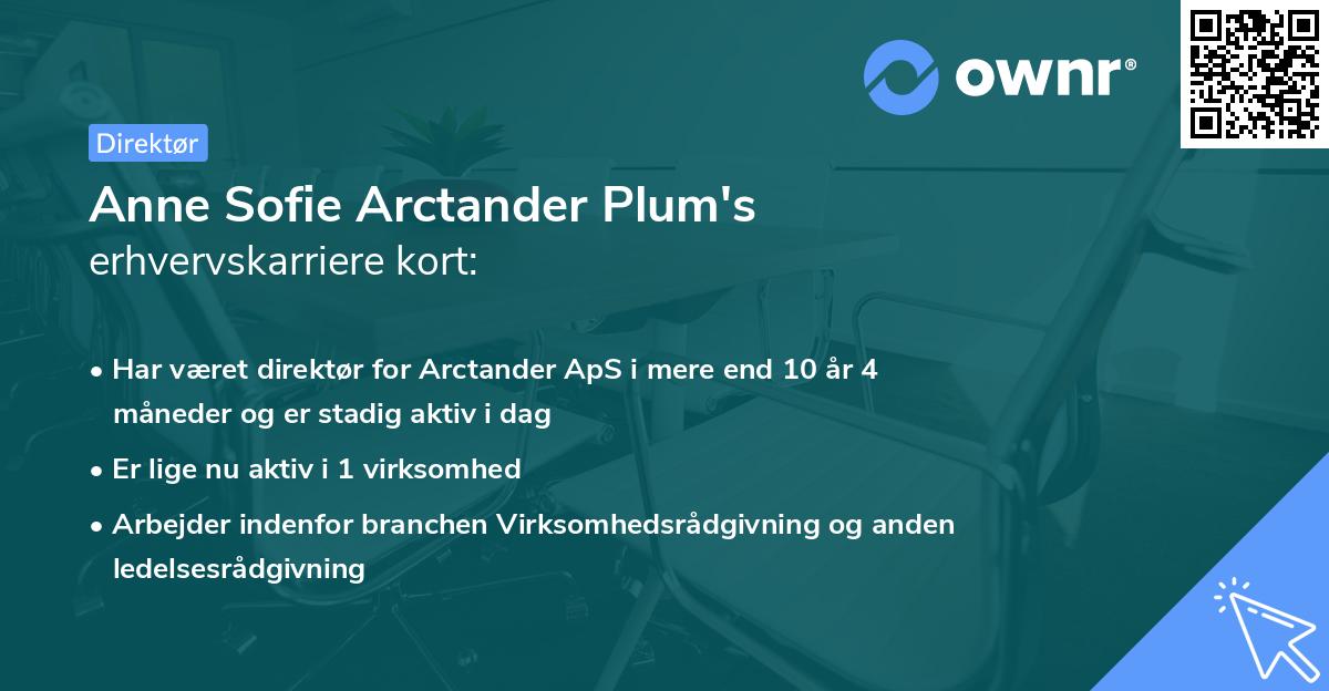 Anne Sofie Arctander Plum's erhvervskarriere kort