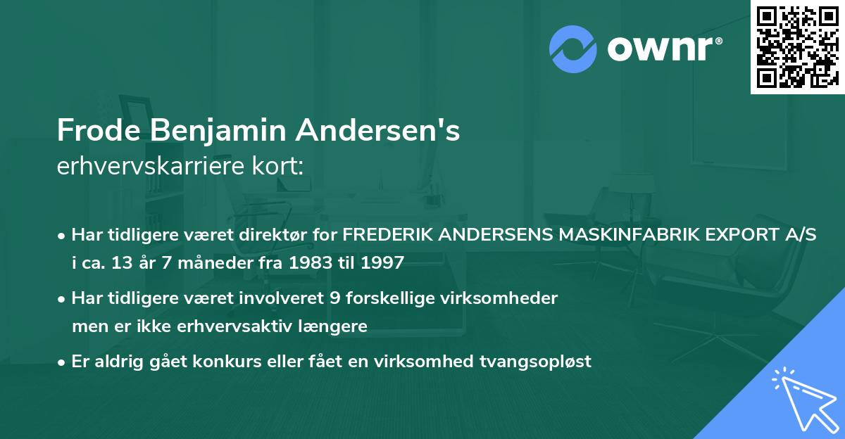 Frode Benjamin Andersen's erhvervskarriere kort