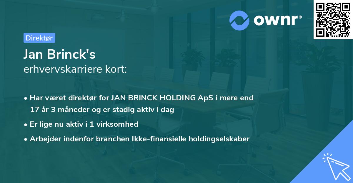 Jan Brinck's erhvervskarriere kort