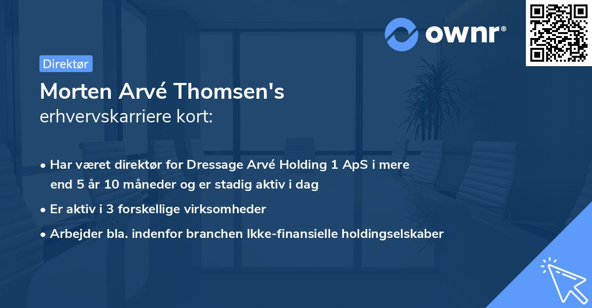 Morten Arvé Thomsen's erhvervskarriere kort