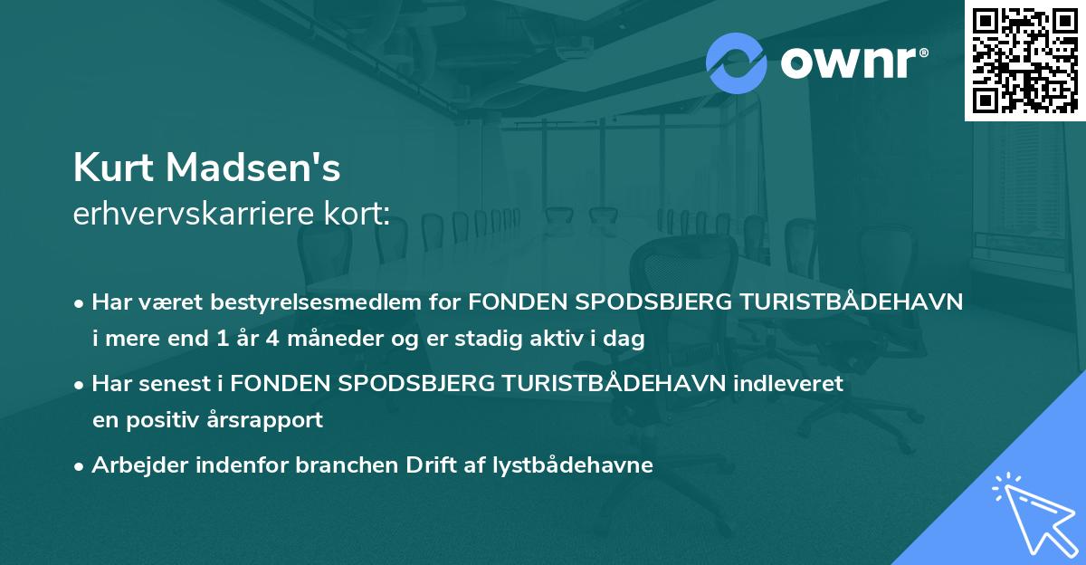 Kurt Madsen's erhvervskarriere kort