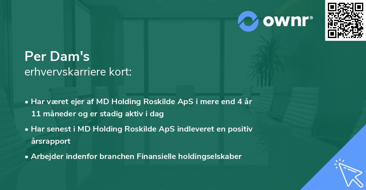 Per Dam's erhvervskarriere kort