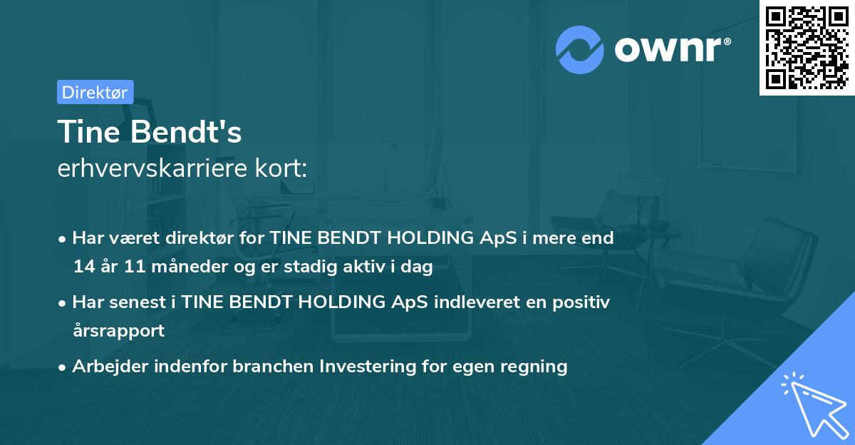 Tine Bendt's erhvervskarriere kort