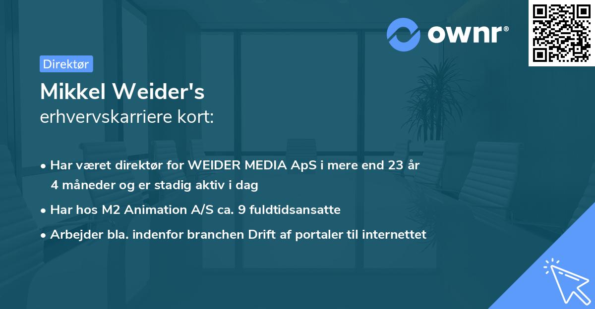 Mikkel Weider's erhvervskarriere kort