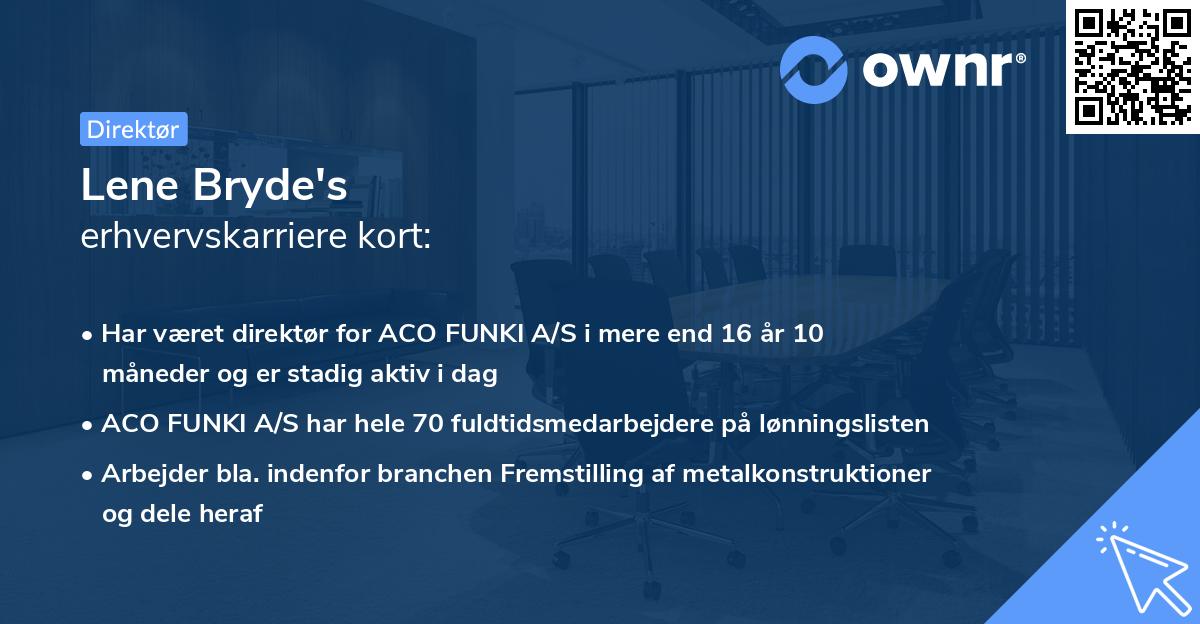 Lene Bryde's erhvervskarriere kort
