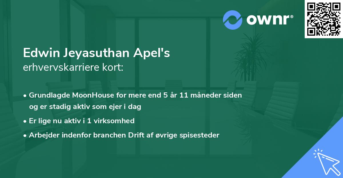 Edwin Jeyasuthan Apel's erhvervskarriere kort