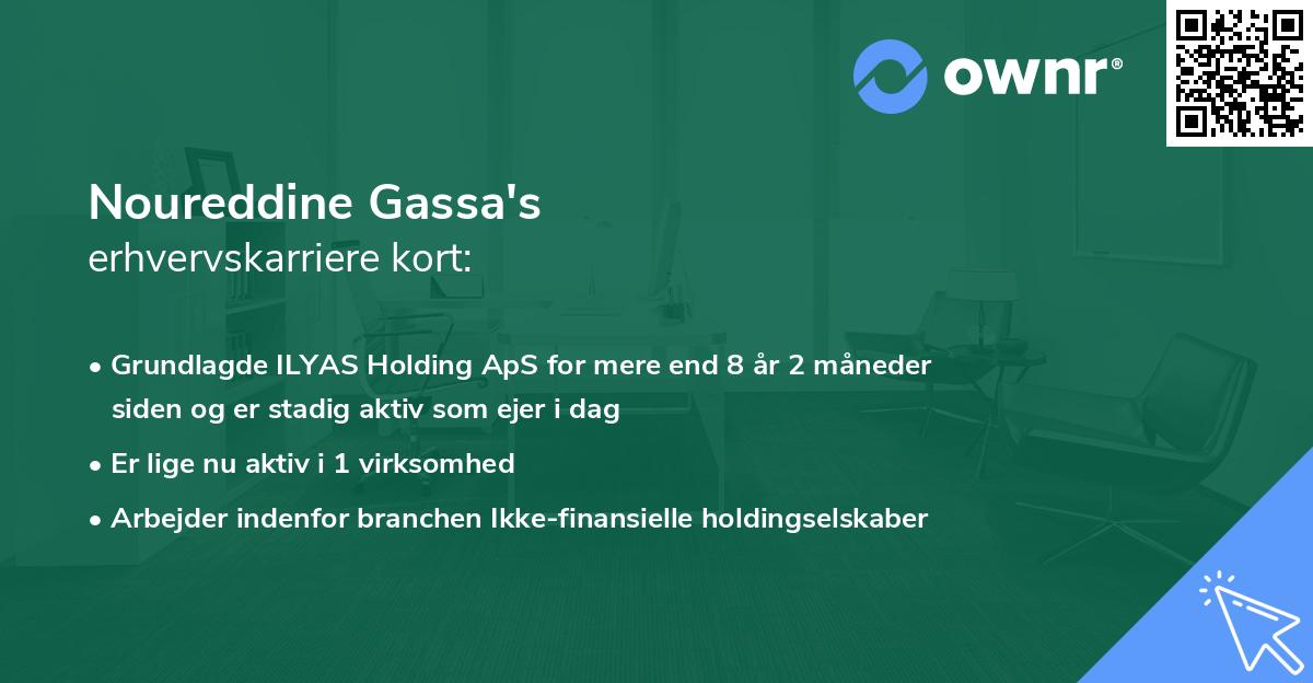 Noureddine Gassa's erhvervskarriere kort