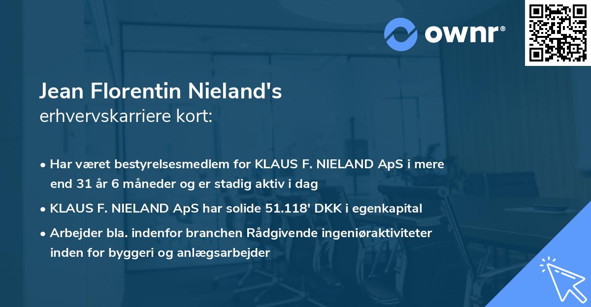 Jean Florentin Nieland's erhvervskarriere kort