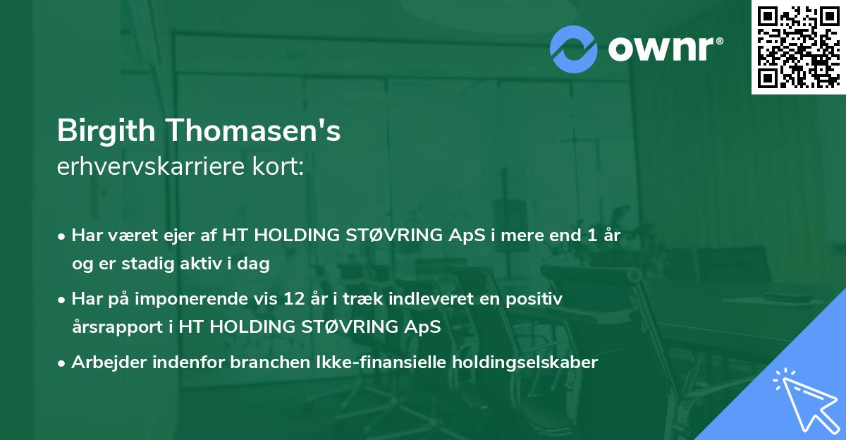 Birgith Thomasen's erhvervskarriere kort