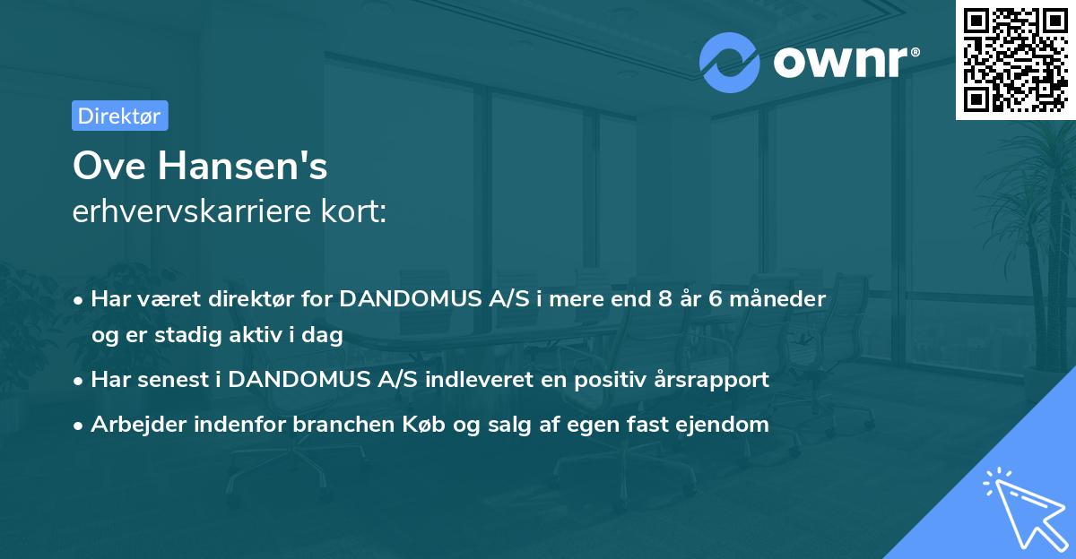 Ove Hansen's erhvervskarriere kort