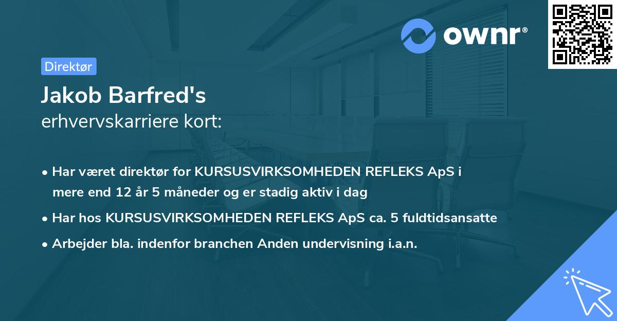 Jakob Barfred's erhvervskarriere kort