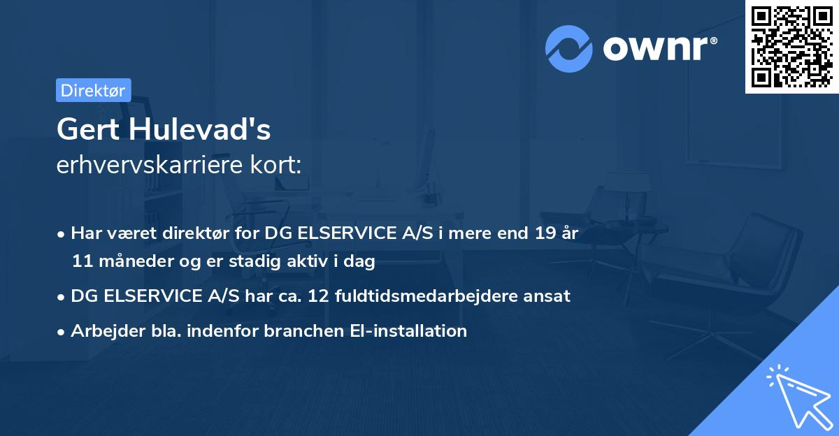 Gert Hulevad's erhvervskarriere kort