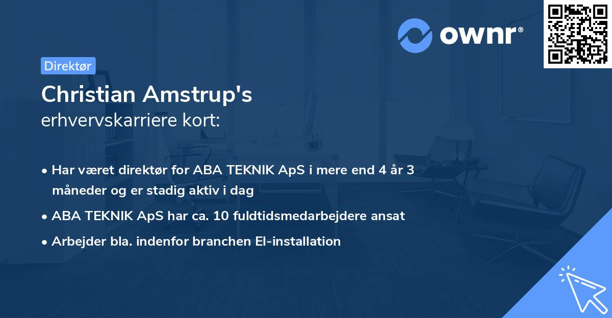 Christian Amstrup's erhvervskarriere kort