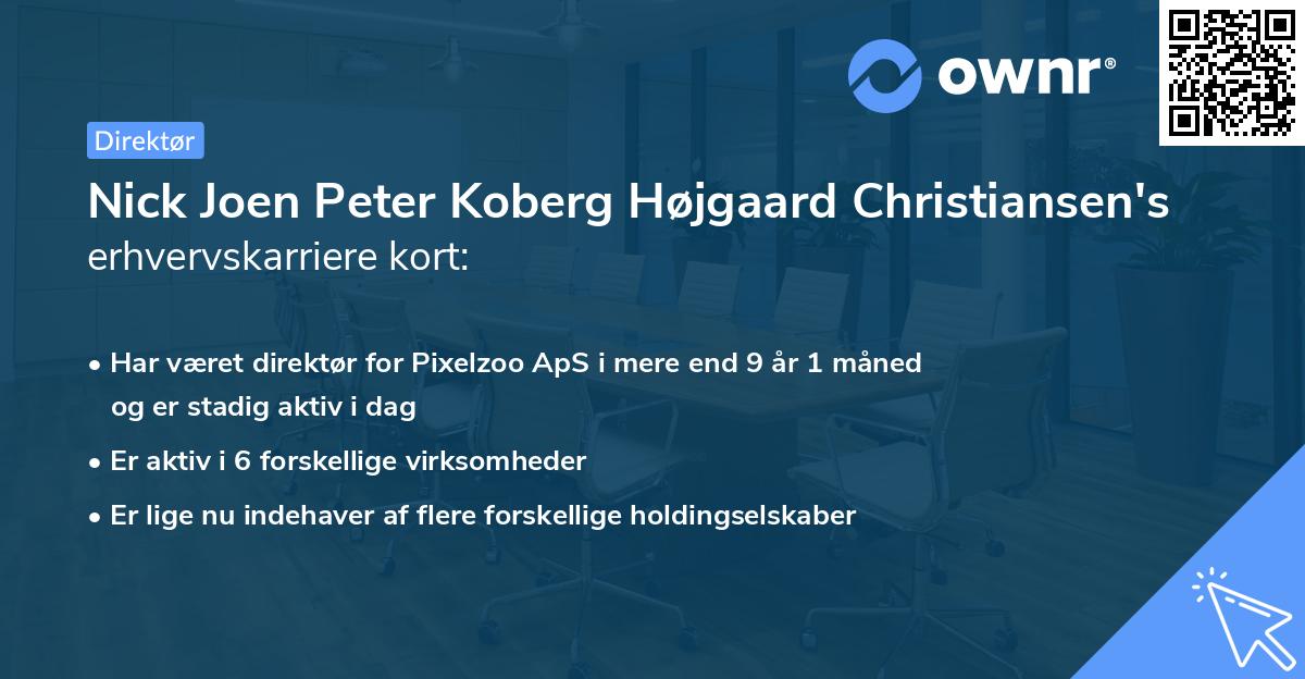 Nick Joen Peter Koberg Højgaard Christiansen's erhvervskarriere kort