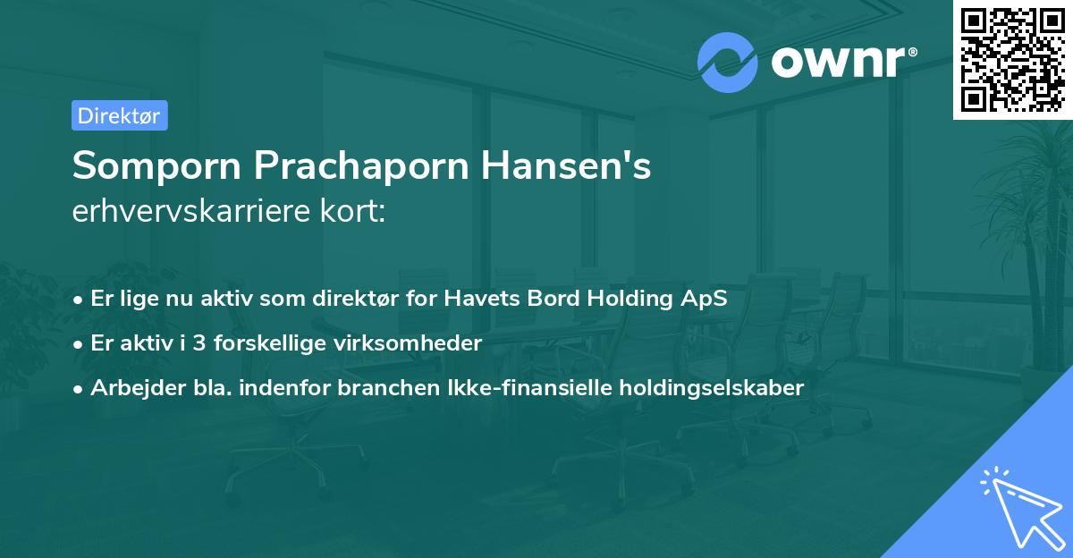 Somporn Prachaporn Hansen's erhvervskarriere kort