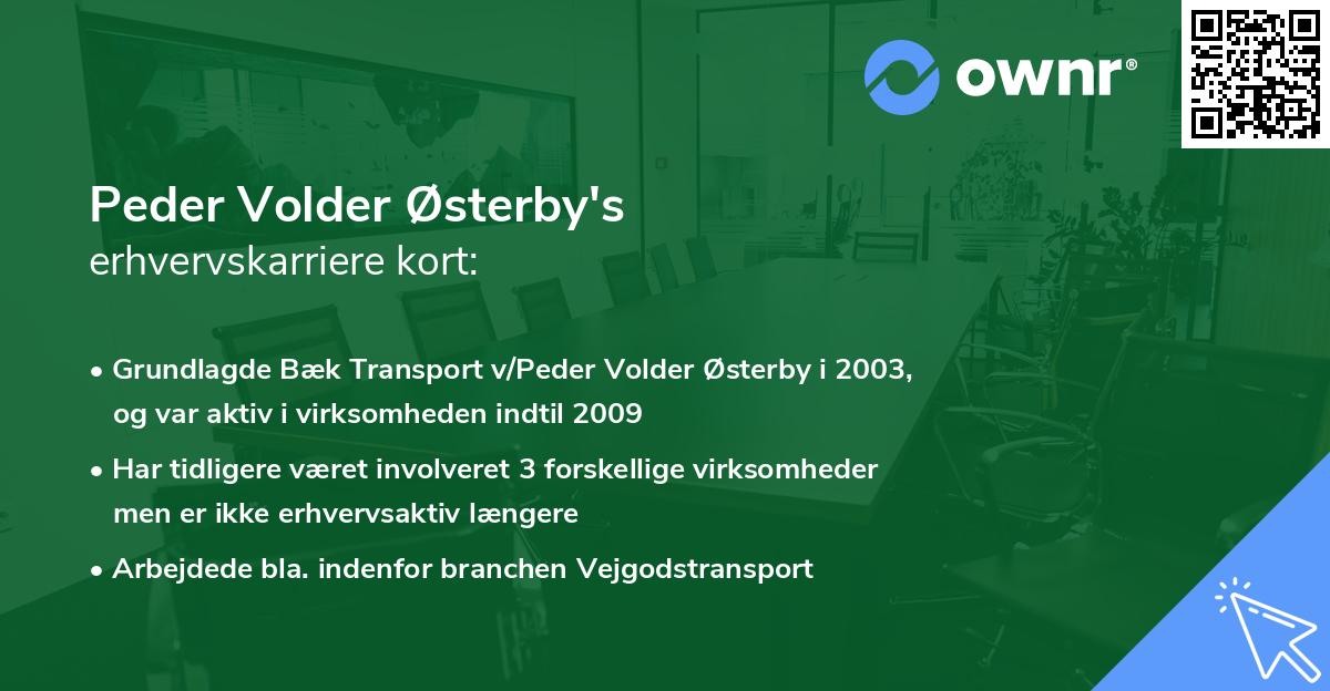 Peder Volder Østerby's erhvervskarriere kort