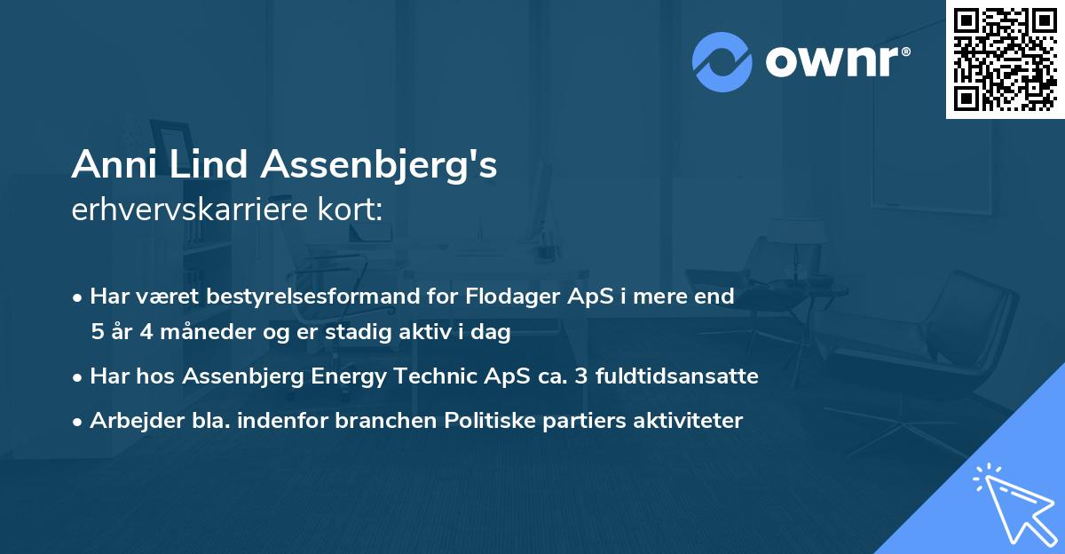 Anni Lind Assenbjerg's erhvervskarriere kort