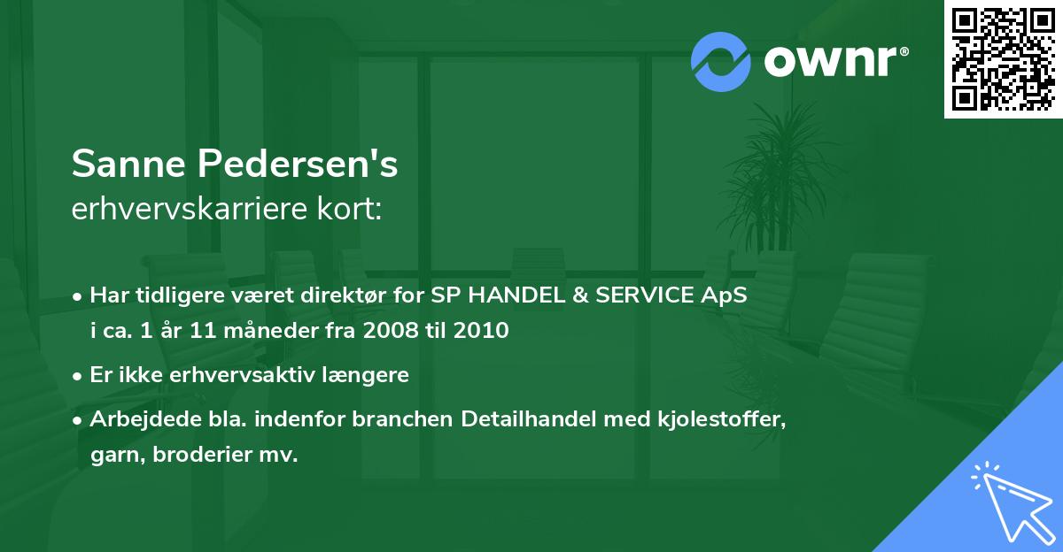 Sanne Pedersen's erhvervskarriere kort