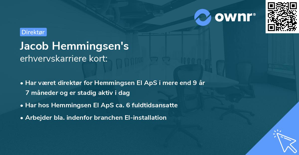 Jacob Hemmingsen's erhvervskarriere kort