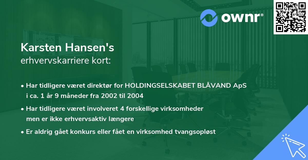 Karsten Hansen's erhvervskarriere kort