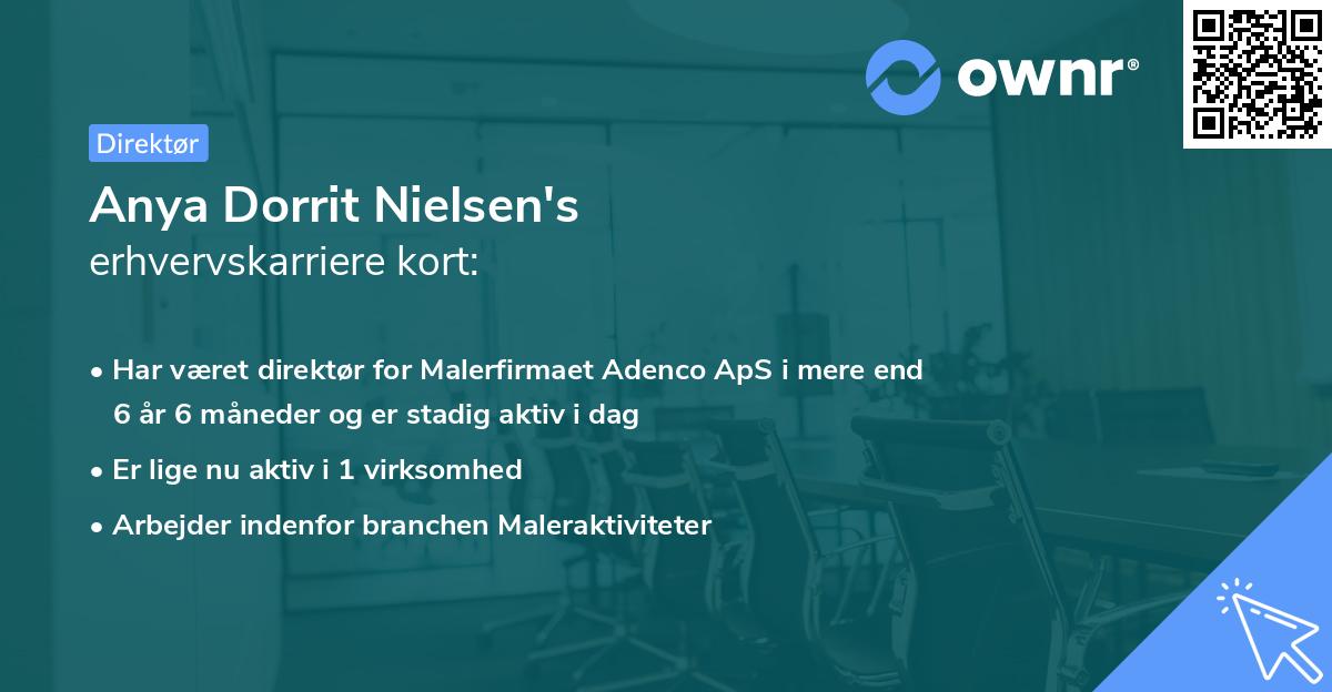 Anya Dorrit Nielsen's erhvervskarriere kort
