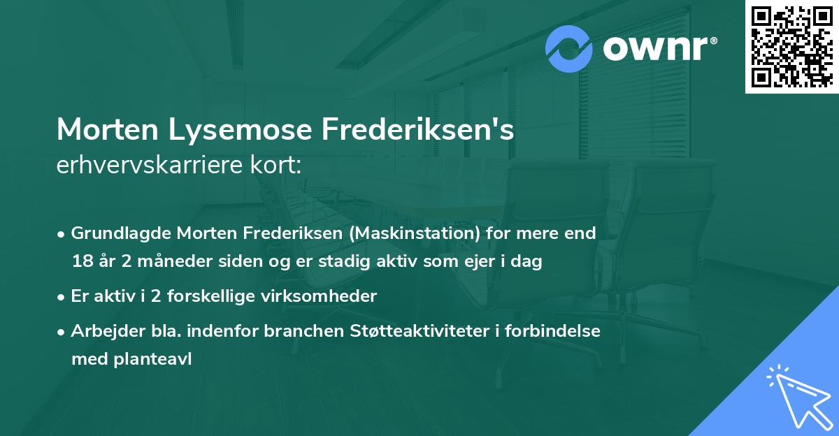 Morten Lysemose Frederiksen's erhvervskarriere kort