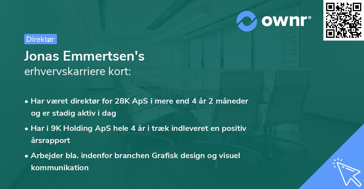 Jonas Emmertsen's erhvervskarriere kort