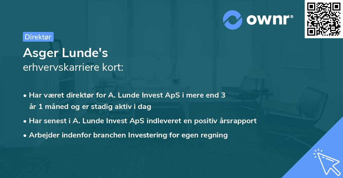 Asger Lunde's erhvervskarriere kort