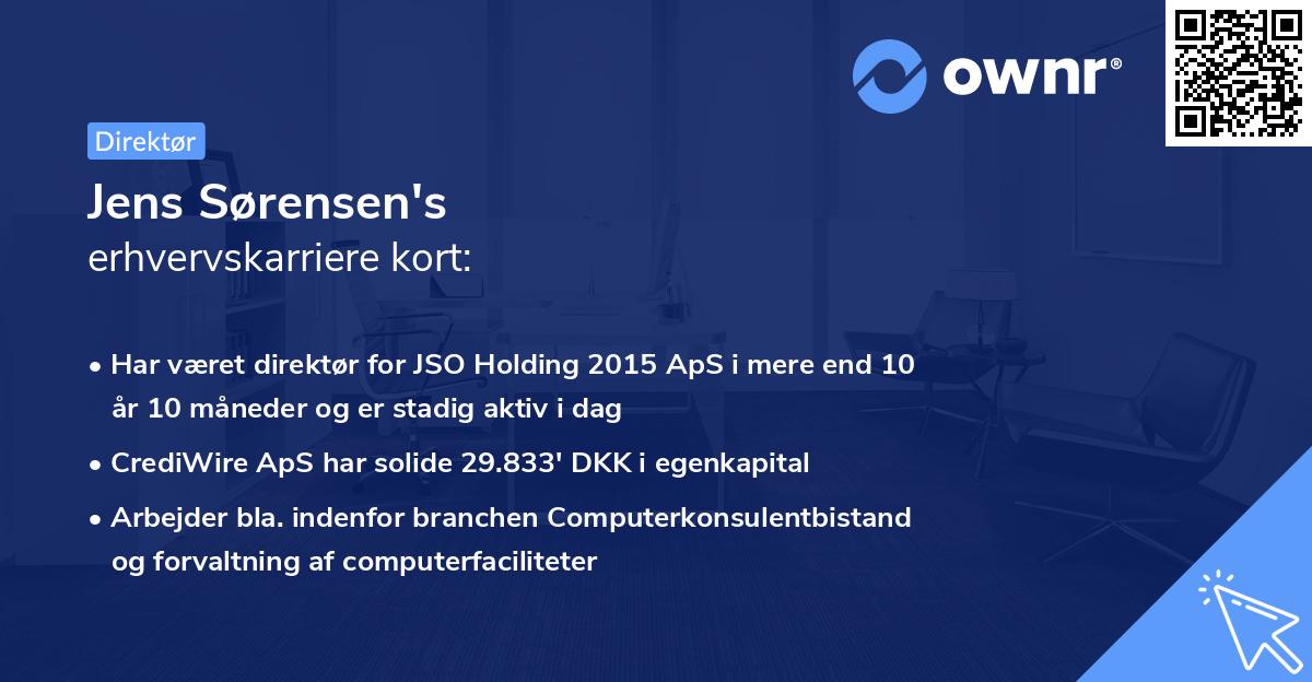 Jens Sørensen's erhvervskarriere kort