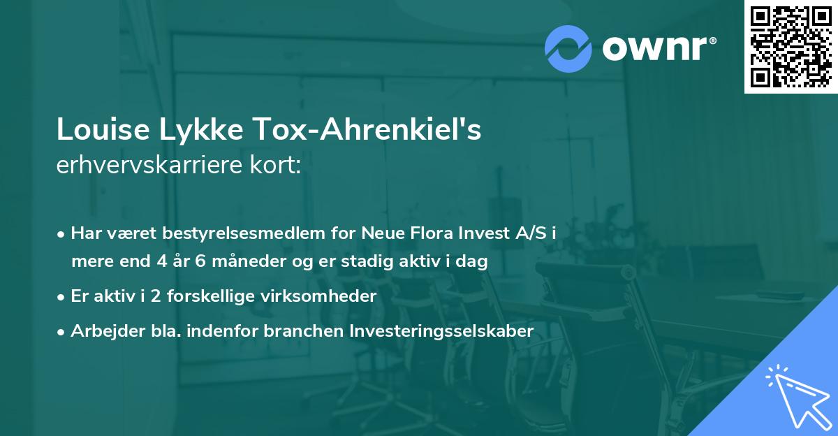 Louise Lykke Tox-Ahrenkiel's erhvervskarriere kort