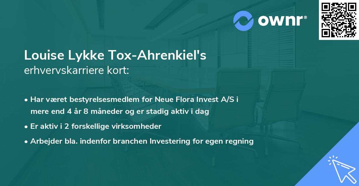 Louise Lykke Tox-Ahrenkiel's erhvervskarriere kort