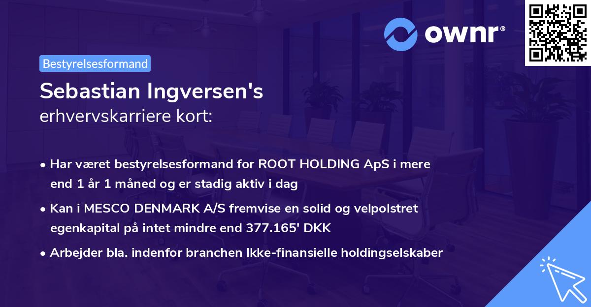 Sebastian Ingversen's erhvervskarriere kort