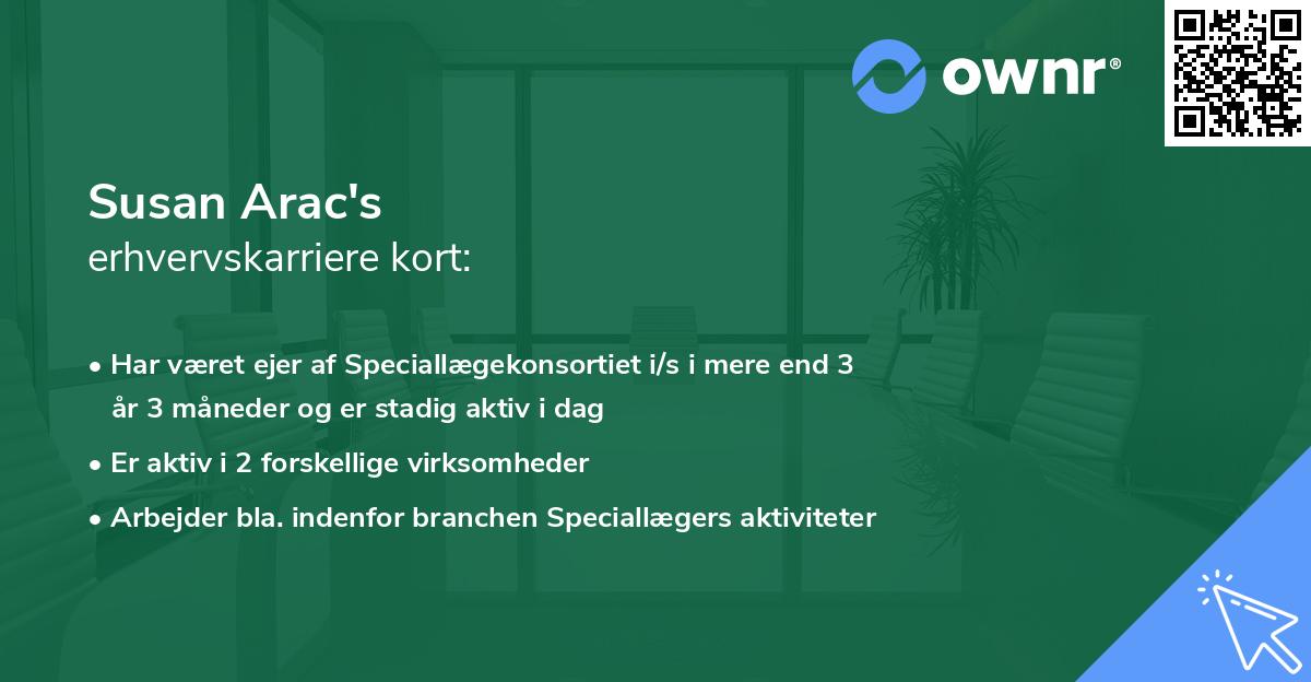 Susan Arac's erhvervskarriere kort