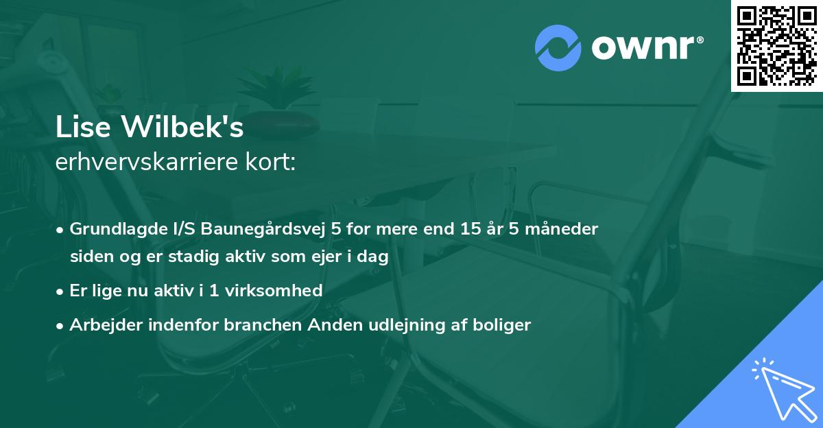 Lise Wilbek's erhvervskarriere kort