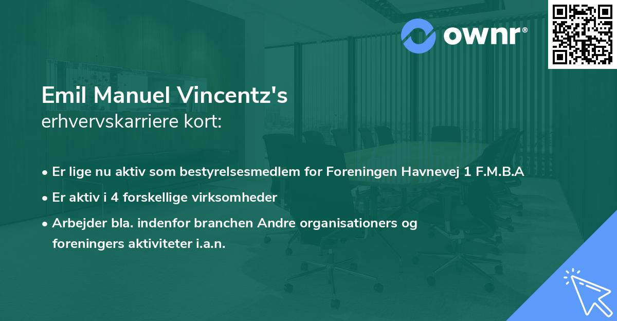 Emil Manuel Vincentz's erhvervskarriere kort