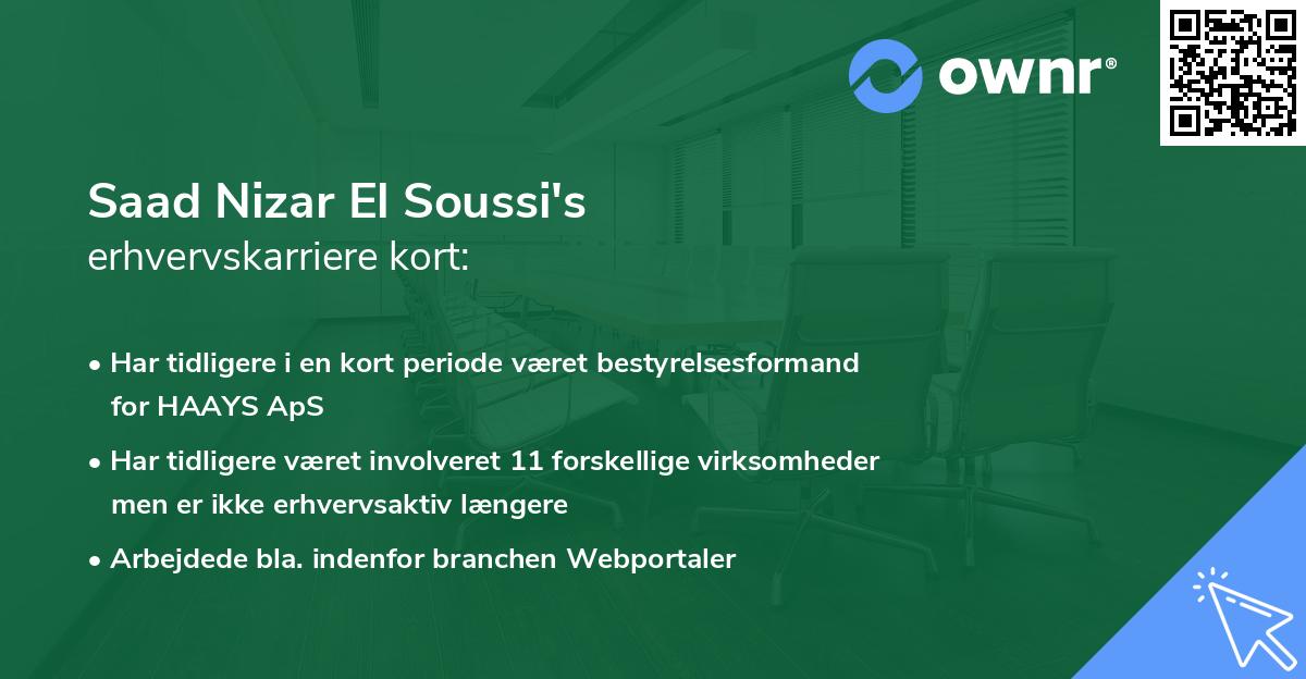 Saad Nizar El Soussi's erhvervskarriere kort