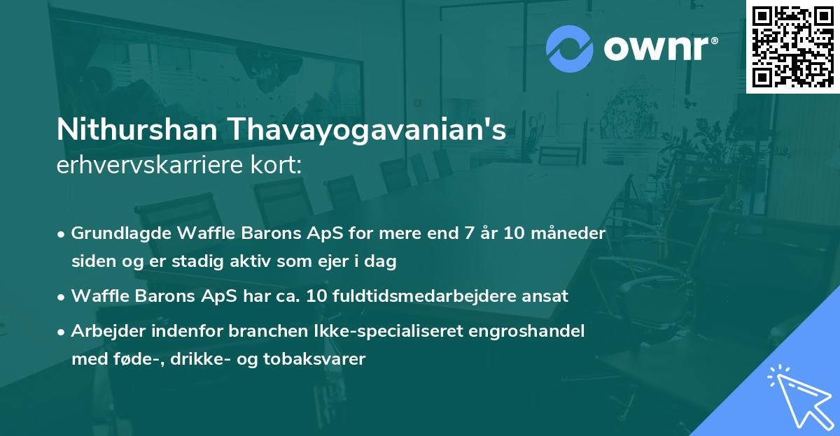 Nithurshan Thavayogavanian's erhvervskarriere kort